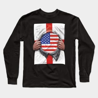 USA Flag English Flag Ripped - Gift for English From USA Long Sleeve T-Shirt